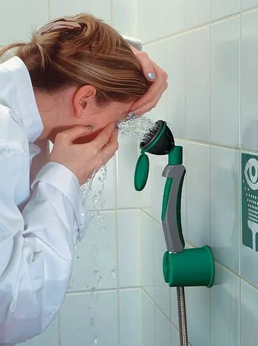 Doccia di Sicurezza Doccetta oculare DENIOS con 1 soffione inclinato 45° montaggio parete/tavolo 201-239