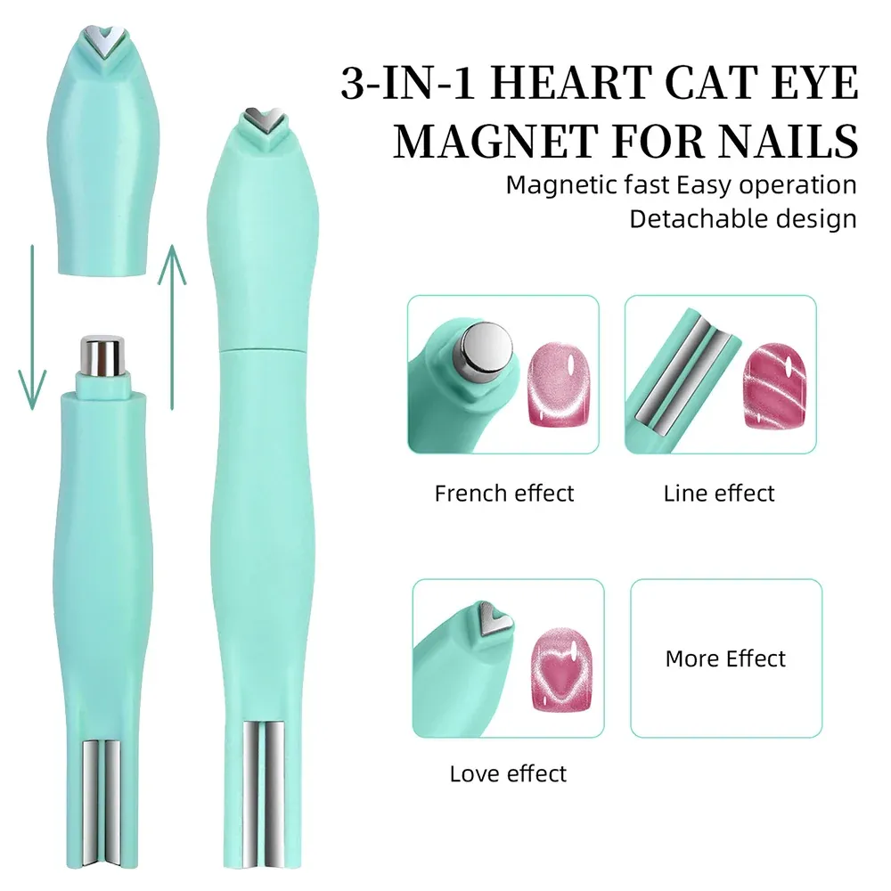 3--1 Heart Cat Eye Magnet Tool - Multi-Effect Scomponibile Magnetic Wand Gel Polish per Derby