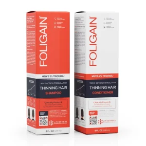 FOLIGAIN Kit Shampoo + Balsamo per la Crescita dei Capelli da Uomo