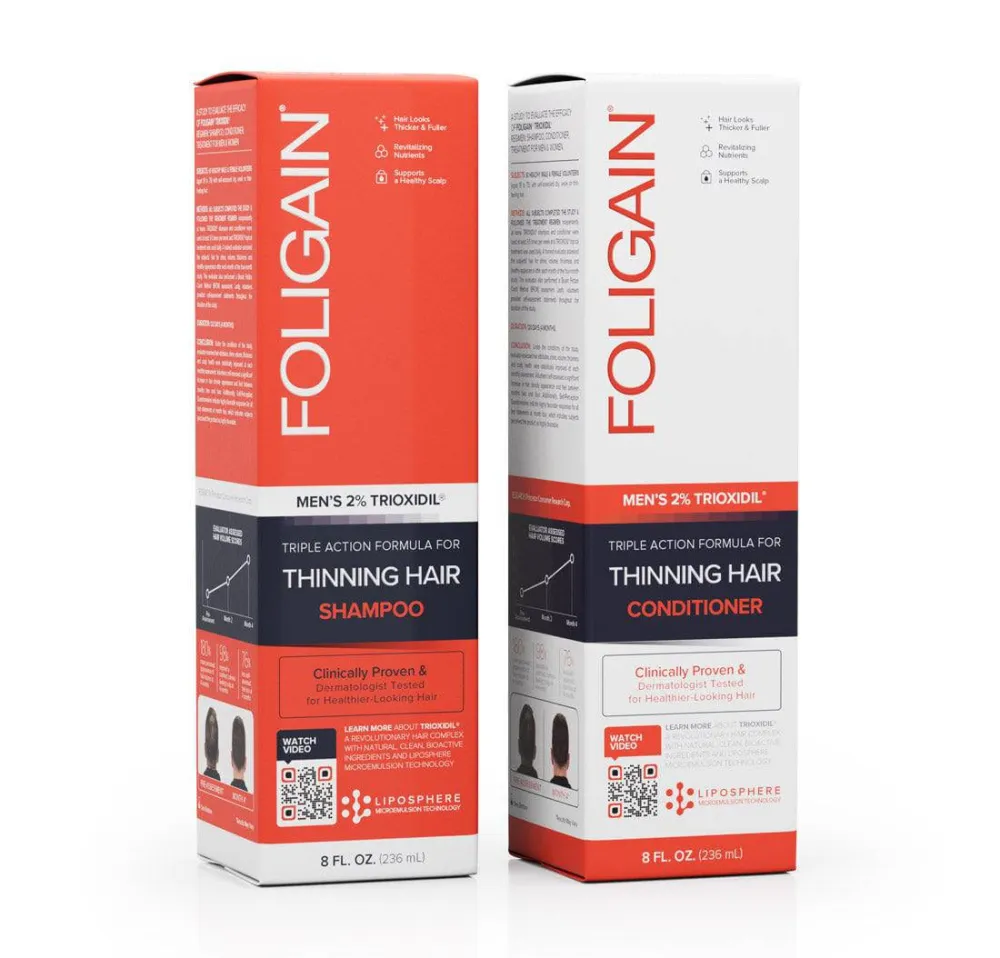 FOLIGAIN Kit Shampoo + Balsamo per la Crescita dei Capelli da Uomo