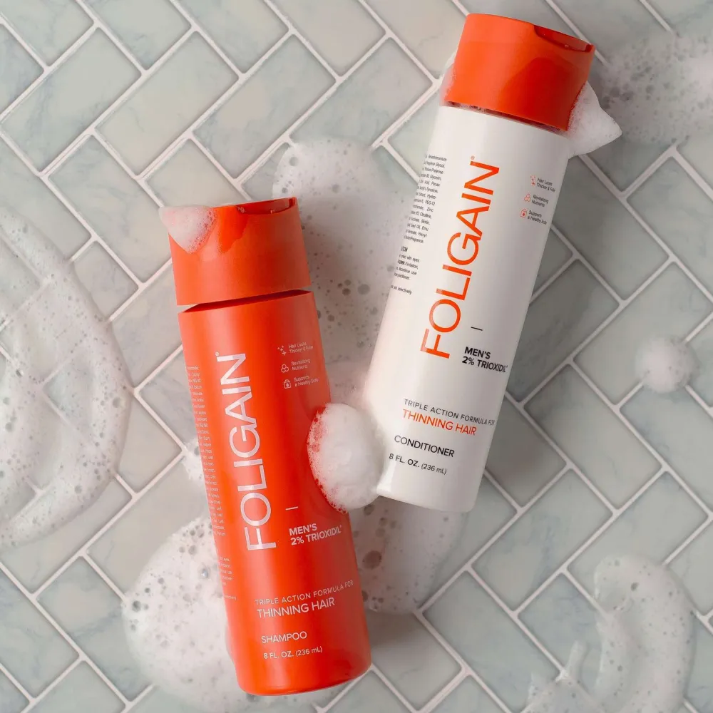 FOLIGAIN Kit Shampoo + Balsamo per la Crescita dei Capelli da Uomo