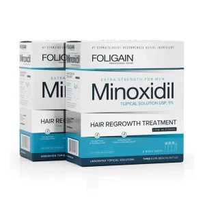 FOLIGAIN Minoxidil 5% basso contenuto di alcol Trattamento per la ricrescita dei capelli per uomo Fornitura per 6 mesi