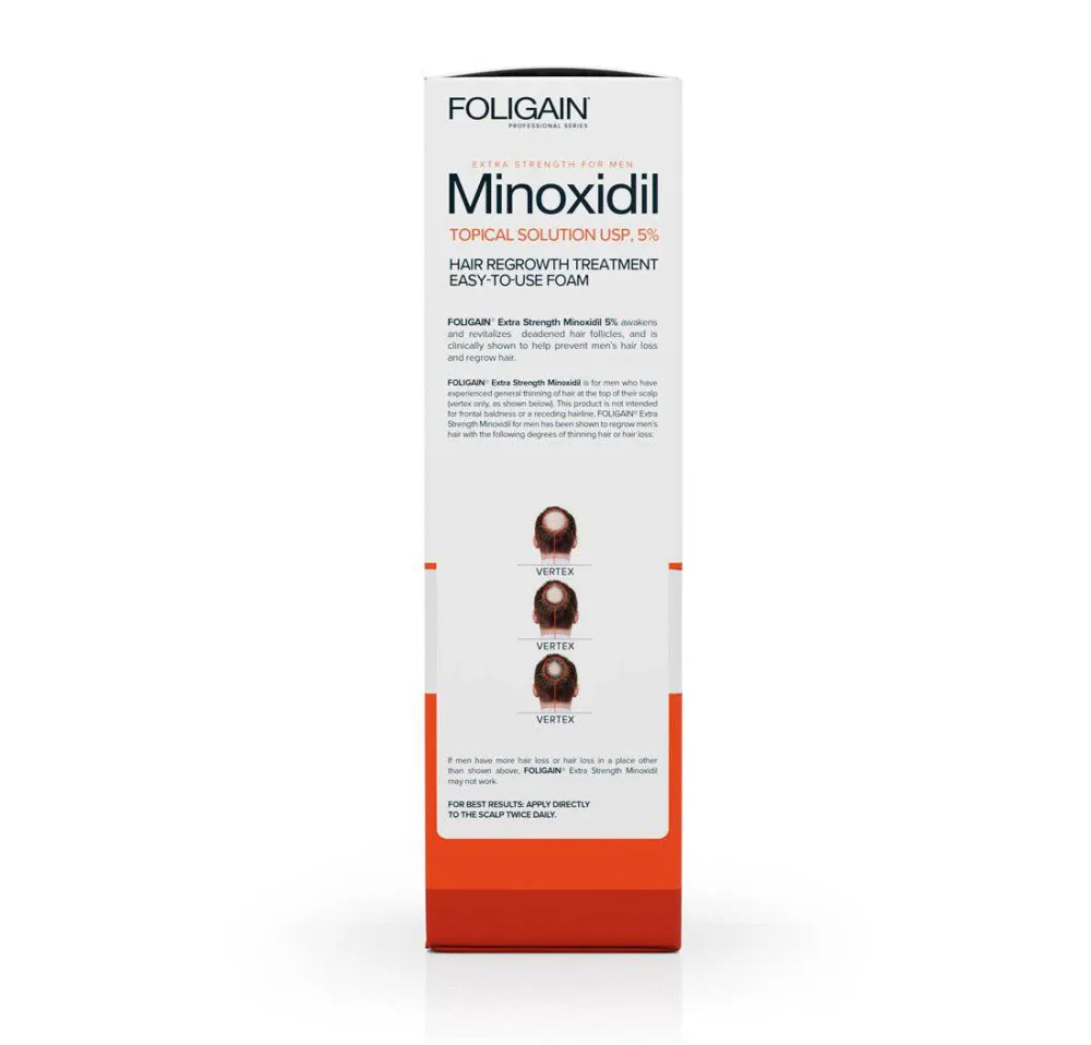 FOLIGAIN Minoxidil 5% Schiuma per la ricrescita dei capelli per uomo Fornitura per 6 mesi