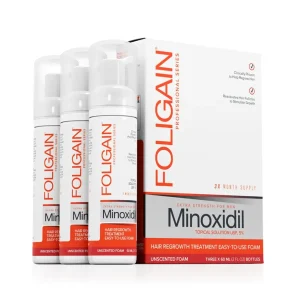 FOLIGAIN Minoxidil 5% Schiuma per la ricrescita dei capelli per uomo Fornitura per 3 mesi