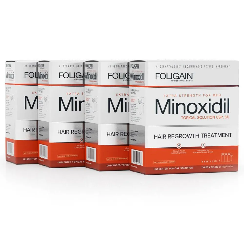 FOLIGAIN Minoxidil 5% Trattamento per la ricrescita dei capelli per uomo Fornitura per 12 mesi
