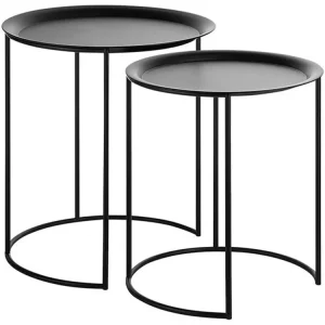 Set di 2 tavolini metallo nero TWINS per Lavori di Manutenzione