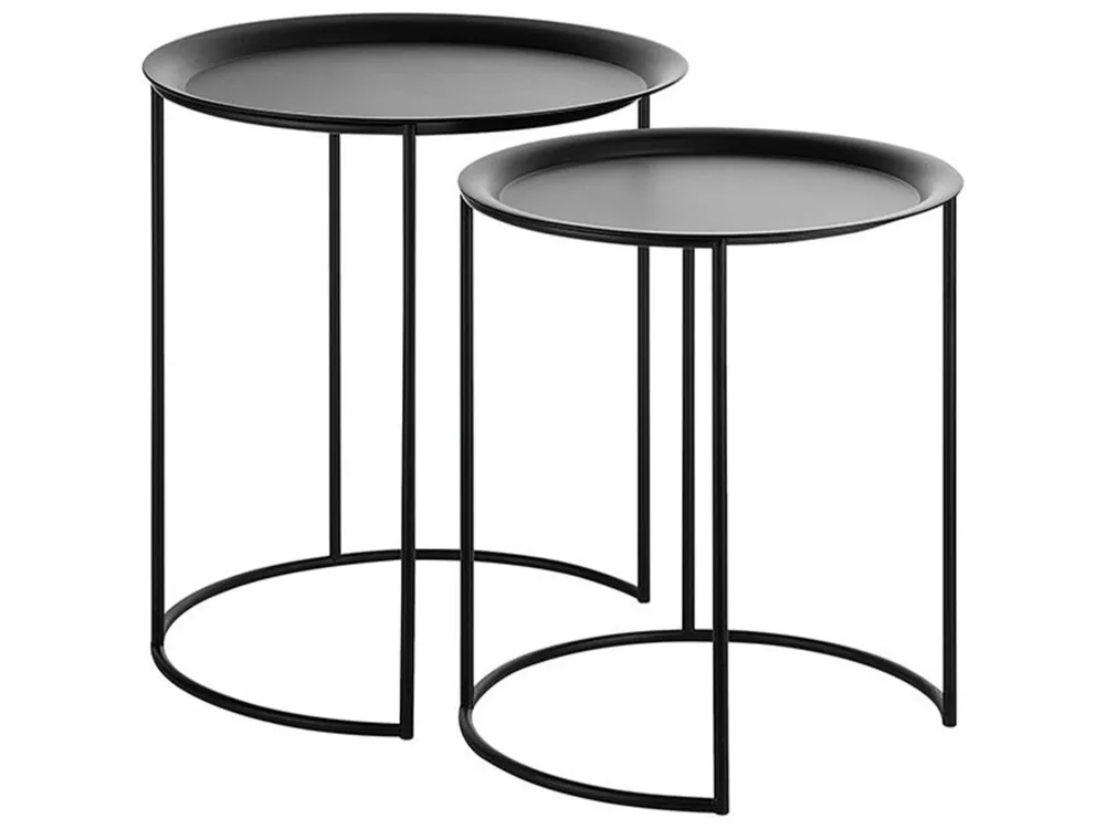 Set di 2 tavolini metallo nero TWINS per Lavori di Manutenzione