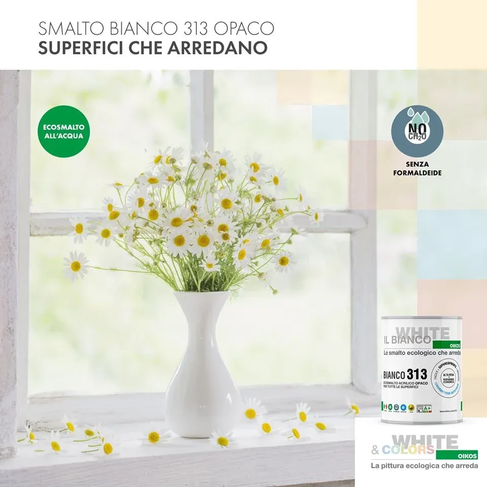 BIANCO 313 - SMALTO ALL'ACQUA UNIVERSALE ECOLOGICO OPACO - 0,75 LT