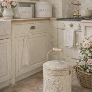 Bidone Metallo 24x24x31 cm Stile Vintage Nuvole di Stoffa