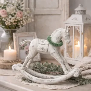 Cavallo Dondolo Decorativo Resina Stile Vintage