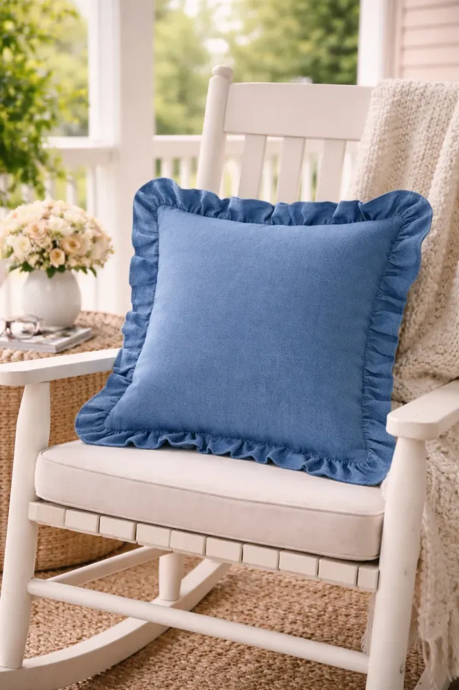 Cuscino Arredo Denim con Gala 45x45 cm cm Blanc Mariclò Stile Mare Vista Mare