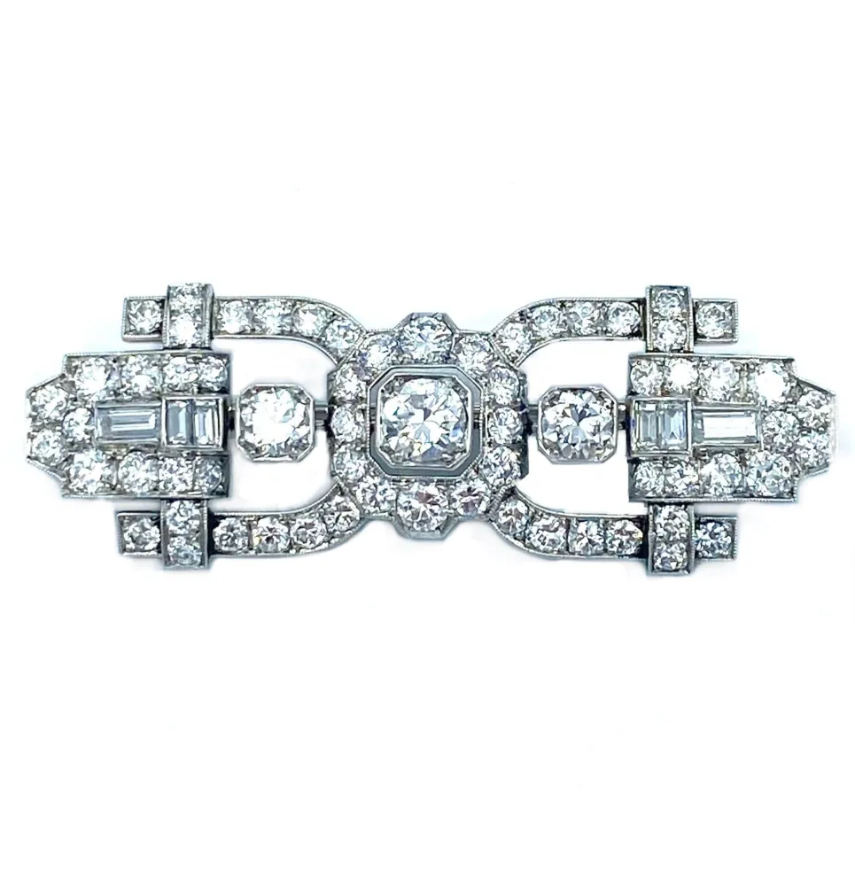 Spilla stile Art Déco platino e diamanti
