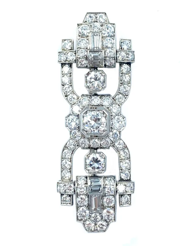 Spilla stile Art Déco platino e diamanti