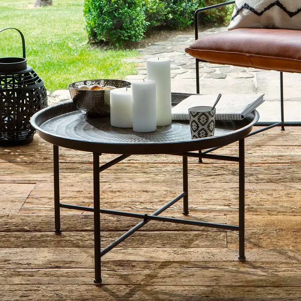 Tavolino Rotondo Con Bordo Stile Marocchino