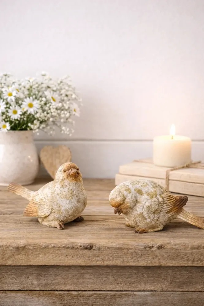 Uccellino Decorativo Resina Stile Country