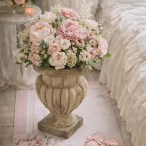 Vaso Decorativo Stile Classico 30x30x35 cm Nuvole di Stoffa