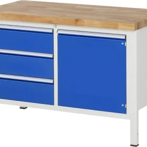 Banco da lavoro RAU collezione 8000 - struttura telaio (telaio saldato) 3 cassetti 1 porta 1 ripiano 1250x840x700 mm 03-84...
