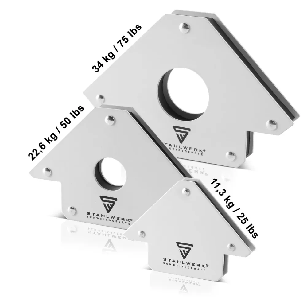 Acciaio acciaio 3 × Angolo di saldatura angolo magnetico 11,3 + 22,6 + 34 kg / 25 + 50 + 75 libbre