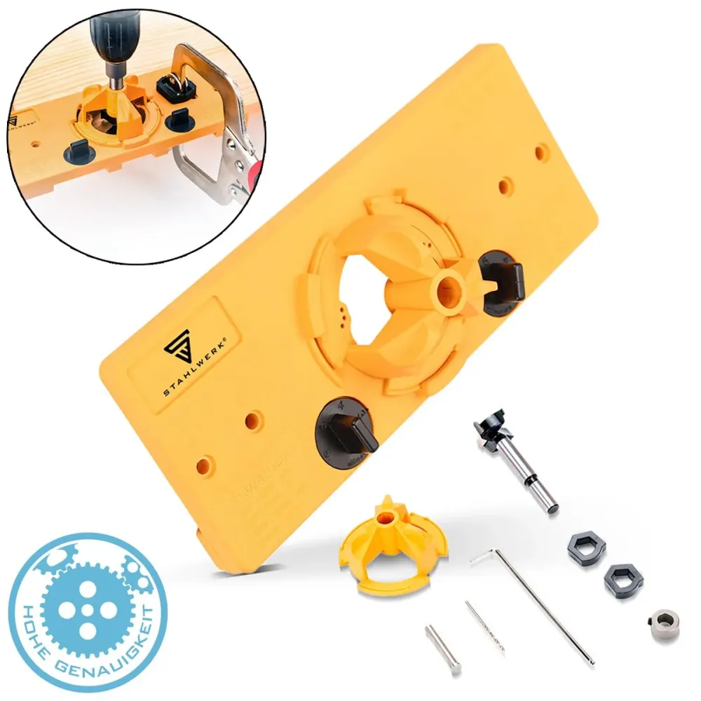 Modello di perforazione del nastro pentola acciaio con trapano cerniera per trapano forestale da 35 mm | Aiuto di perforaz...