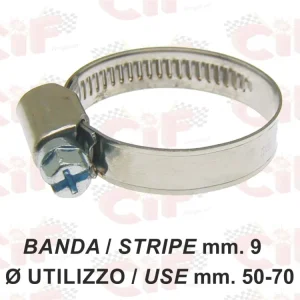 Fascetta acciaio inox banda 9mm diametro 50-70mm