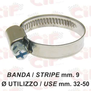 Fascetta acciaio inox banda 9mm diametro 32-50mm