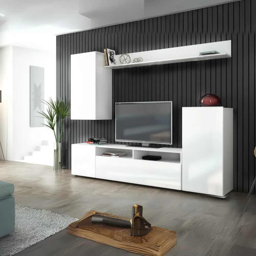 Kit parete attrezzata con mensola "Living Bridge" da soggiorno cm 207x34 170 h