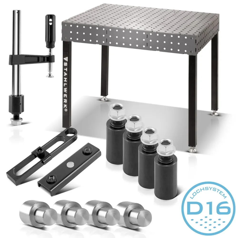 Set di tabelle di saldatura 3D acciaio, tavolo da assemblaggio con sistema di fori D16 e piano da lavoro da 6 mm come kit...