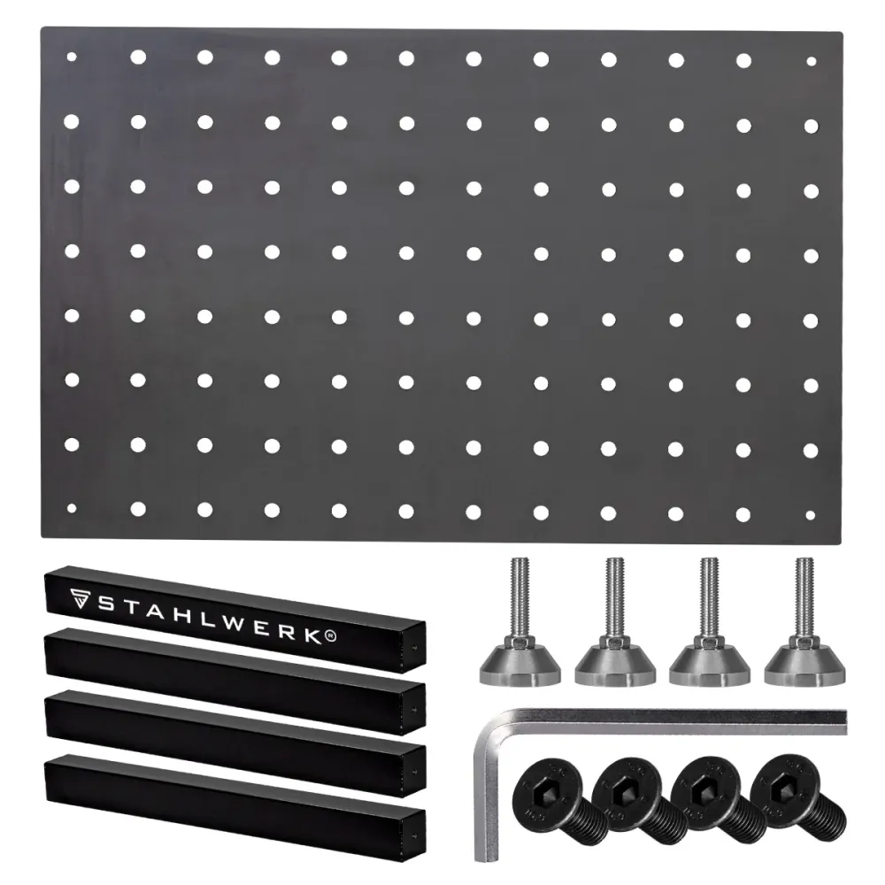 Tavolo da saldatura acciaio tavolo da montaggio kit fai-da-te con enorme piano di lavoro da 12 mm di acciaio S355 con cari...