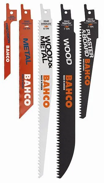 Set di lame per sega sciabola Bahco 10 pezzi (6x per metallo 1x legno + metallo 2x legno 1x plastica) 3940-MIX-SET-10P