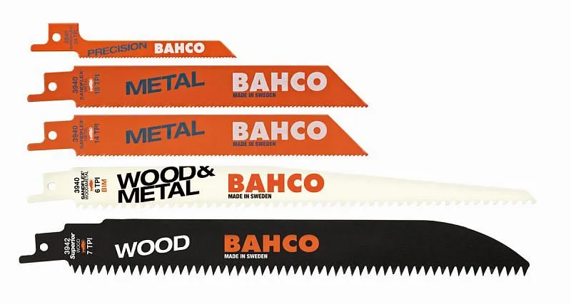 Set di lame per sega sciabola Bahco 5 pezzi (3x per metallo 1x legno + metallo 1x legno) 3940-MIX-SET-5P