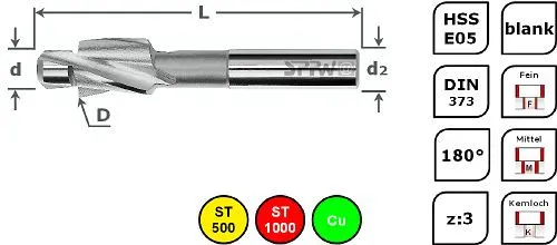 SPPW svasatore HSS-E 180° OTTIMO 6 pezzi M3 / 4/5/6/8/10 F 155200000F