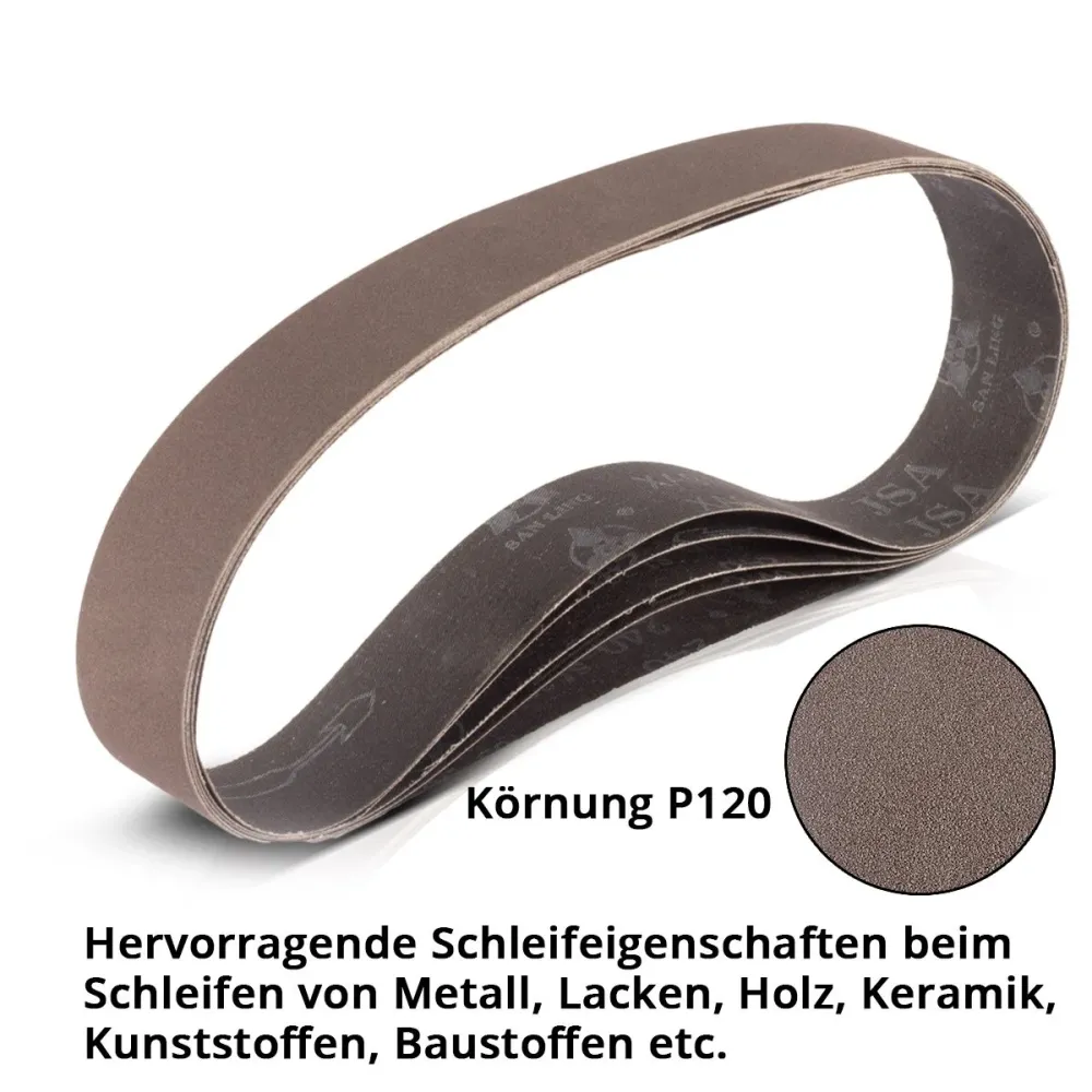 Set di 5 nastri abrasivi STAHLWERK con carta vetrata universale grana P120 40 x 760 mm | Nastro abrasivo per tessuti | Abr...