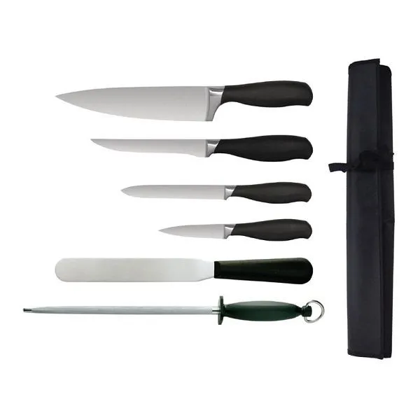 Set di coltelli con impugnatura morbida da 6 pezzi Vogue e borsa S725