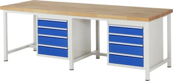 Bussola per Cablaggio Banco da lavoro RAU collezione 8000 - struttura telaio (telaio saldato) 8 cassetti 2500x840x900 mm 0...