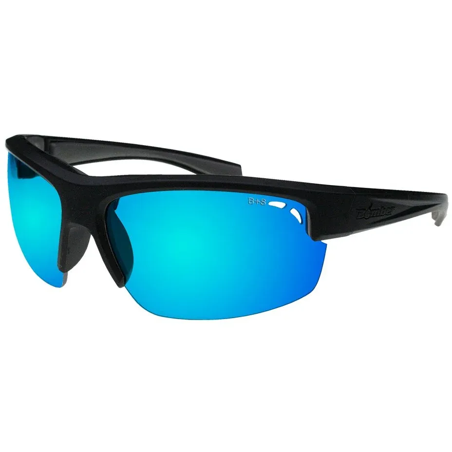 Professionale Medico Bomber - RG111ICE - REGGIE-BOMB SMORZATO BLK FRM / ICE BLUE POLARIZED LENS / GRAY FOAM