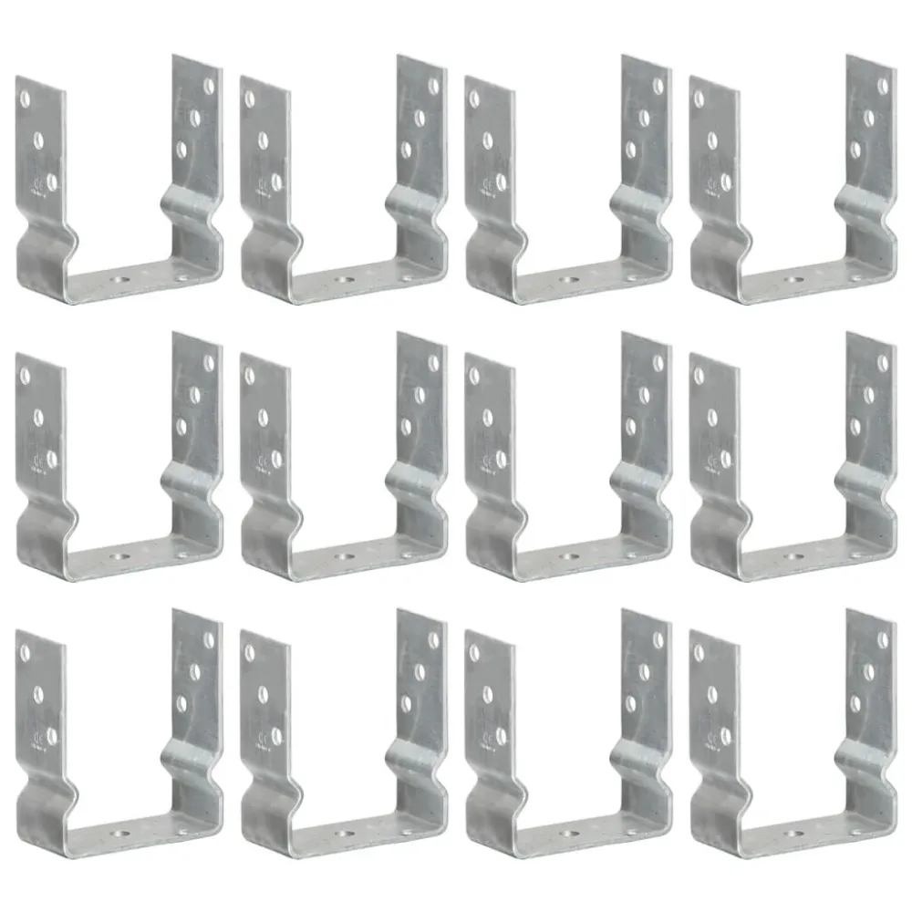 Picchetti per Recinzione 12pz Argento 12x6x15cm Acciaio Zincato