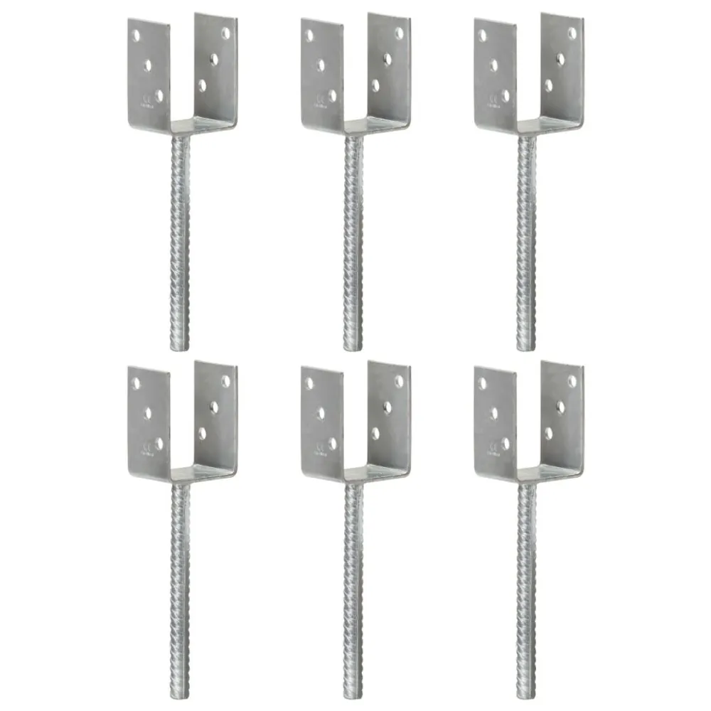 Picchetti per Recinzione 6 pz Argento 7x6x30 cm Acciaio Zincato