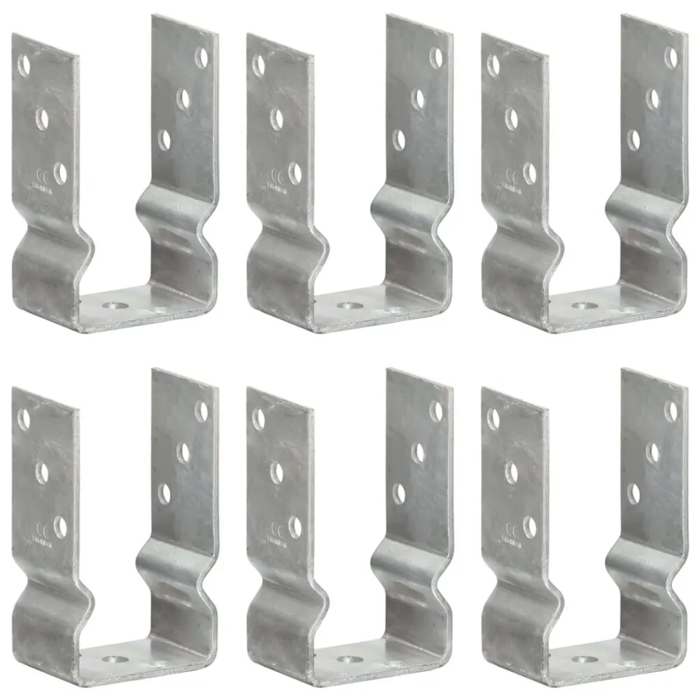 Picchetti per Recinzione 6 pz Argento 8x6x15 cm Acciaio Zincato