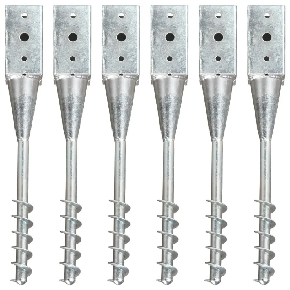 Picchetti di Terra 6 pz Argento 10x10x57 cm Acciaio Zincato