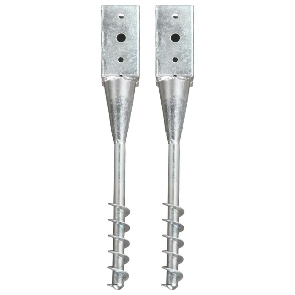 Picchetti di Terra 2 pz Argento 10x10x57 cm Acciaio Zincato