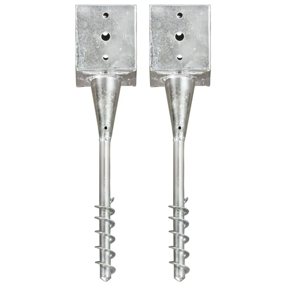 Picchetti di Terra 2 pz Argento 12x12x56 cm Acciaio Zincato