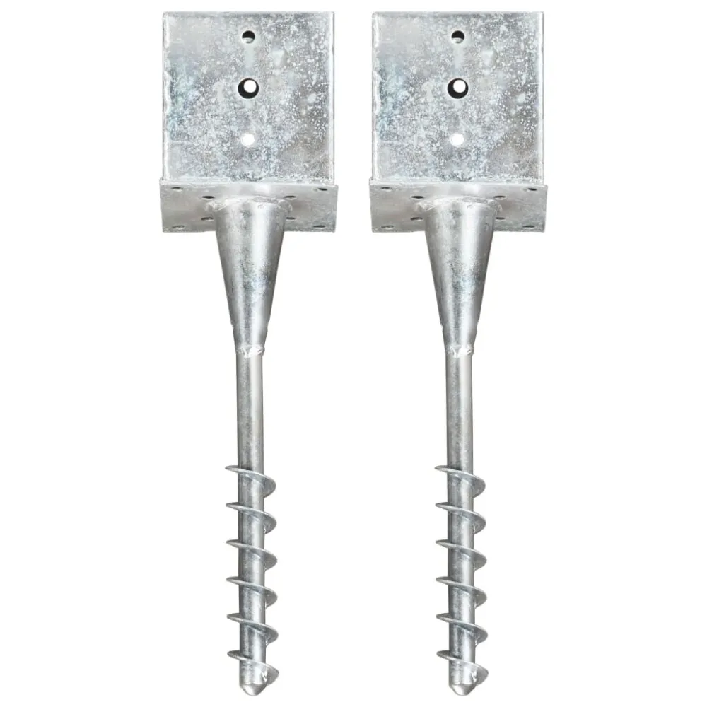 Picchetti di Terra 2 pz Argento 14x14x58 cm Acciaio Zincato