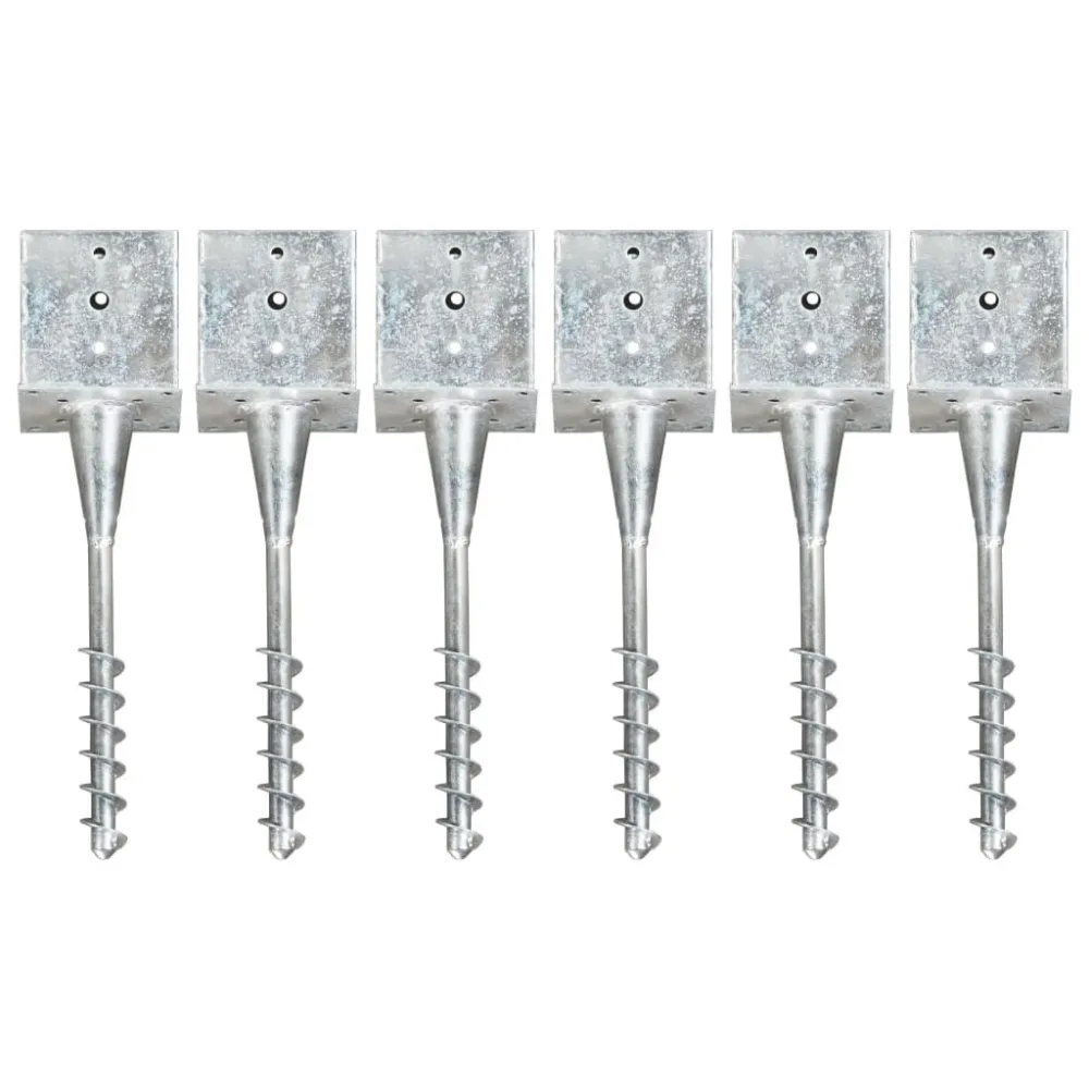 Picchetti di Terra 6 pz Argento 14x14x58 cm Acciaio Zincato