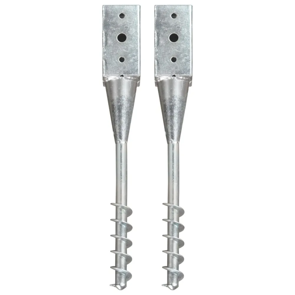 Picchetti di Terra 2 pz Argento 7x7x56 cm Acciaio Zincato