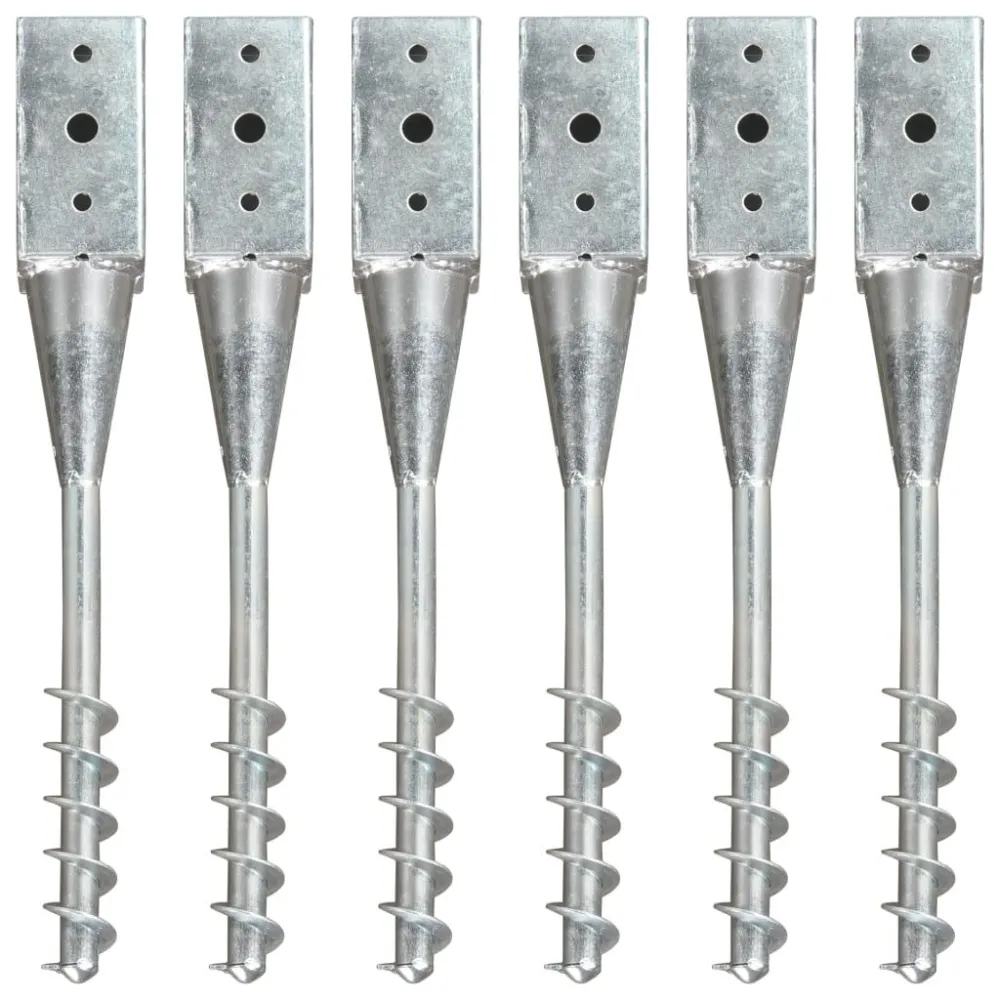 Picchetti di Terra 6 pz Argento 7x7x56 cm Acciaio Zincato