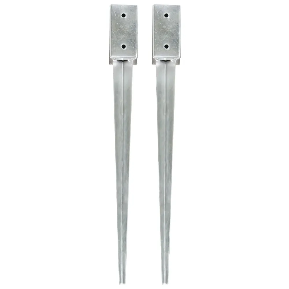 Picchetti di Terra 2 pz Argento 7x7x75 cm Acciaio Zincato