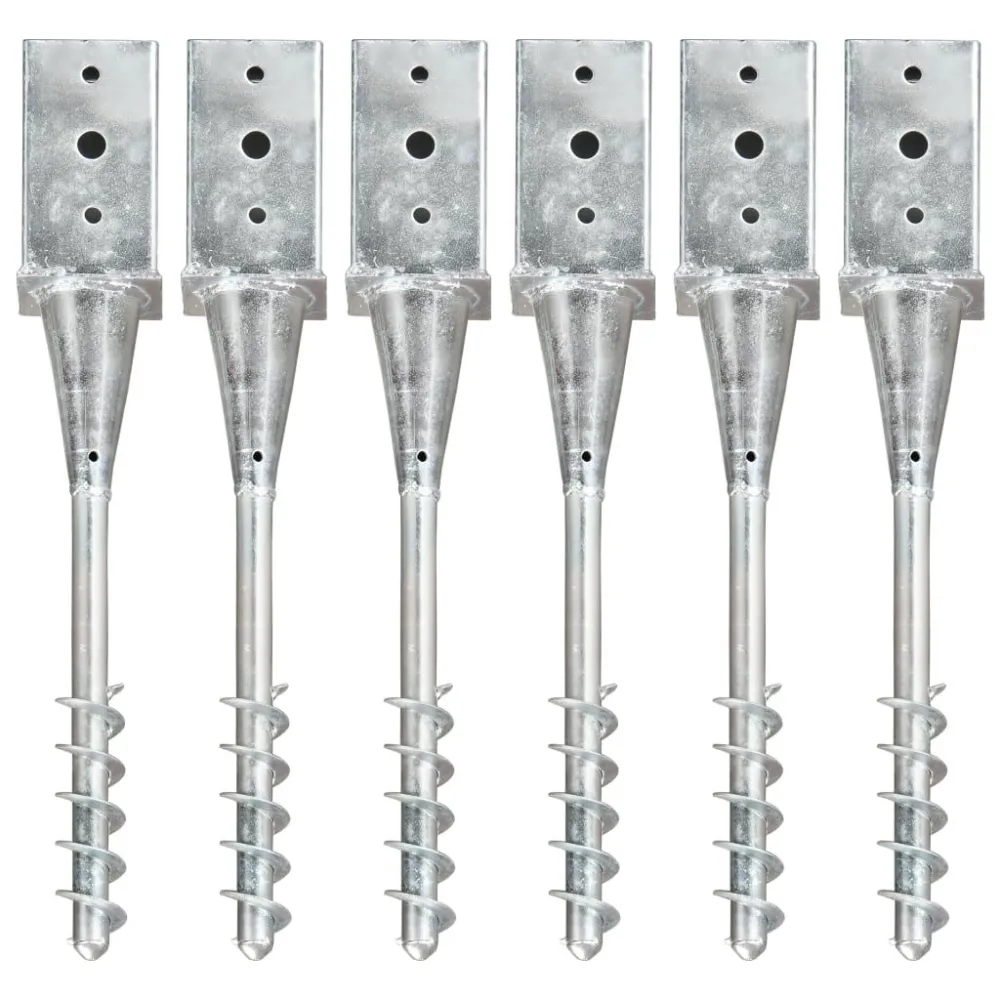 Picchetti di Terra 6 pz Argento 8x8x57 cm Acciaio Zincato
