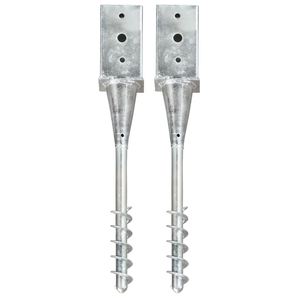 Picchetti di Terra 2 pz Argento 8x8x57 cm Acciaio Zincato
