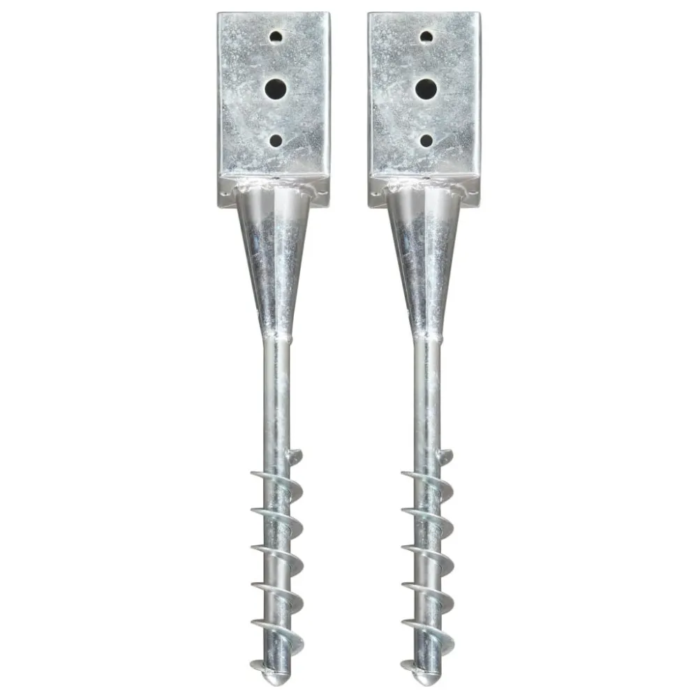Picchetti di Terra 2 pz Argento 9x9x56 cm Acciaio Zincato