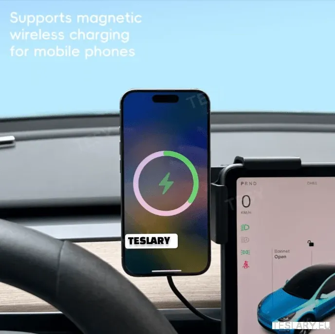 Tesla Schermo Mount Porta del telefono 15W Magsafe Caricatore wireless Wireless Tesla Model 3/Modello 3+ Highland/Modello...
